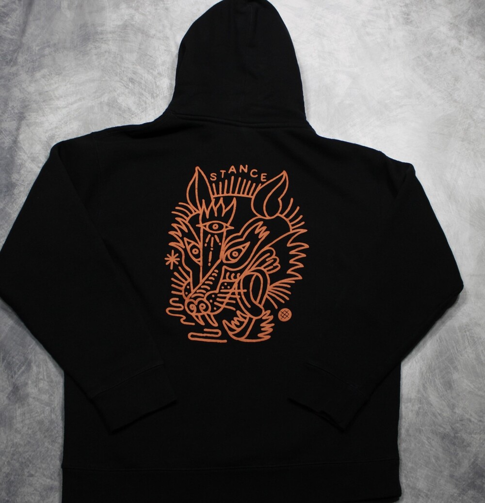 Stance Wolfpack Hoodie Long Sleeve Mens Medium Black